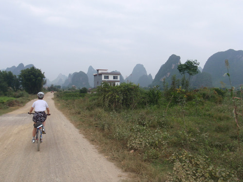 Mountain views and touring China by bicycle.